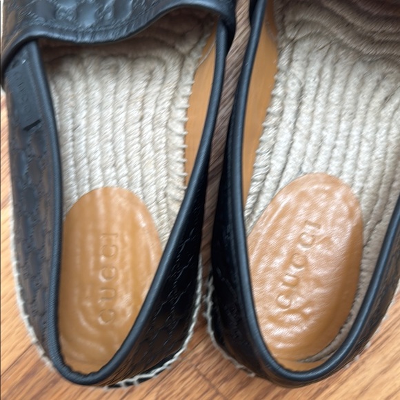 Men’s Gucci Mini GG Black Leather Espadrilles Size 7